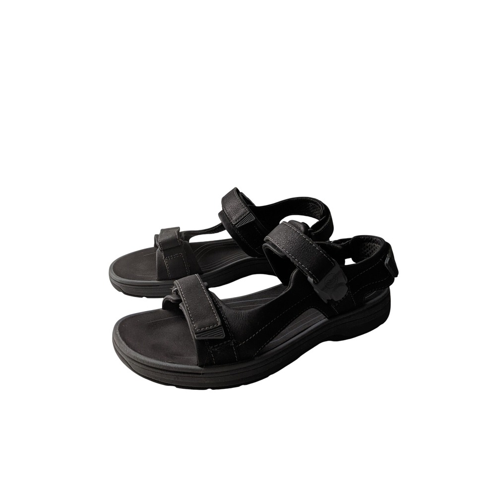 Clarks Mens Weslee Trail Black Leather Contour Cushion Sport Sandals Size 12
